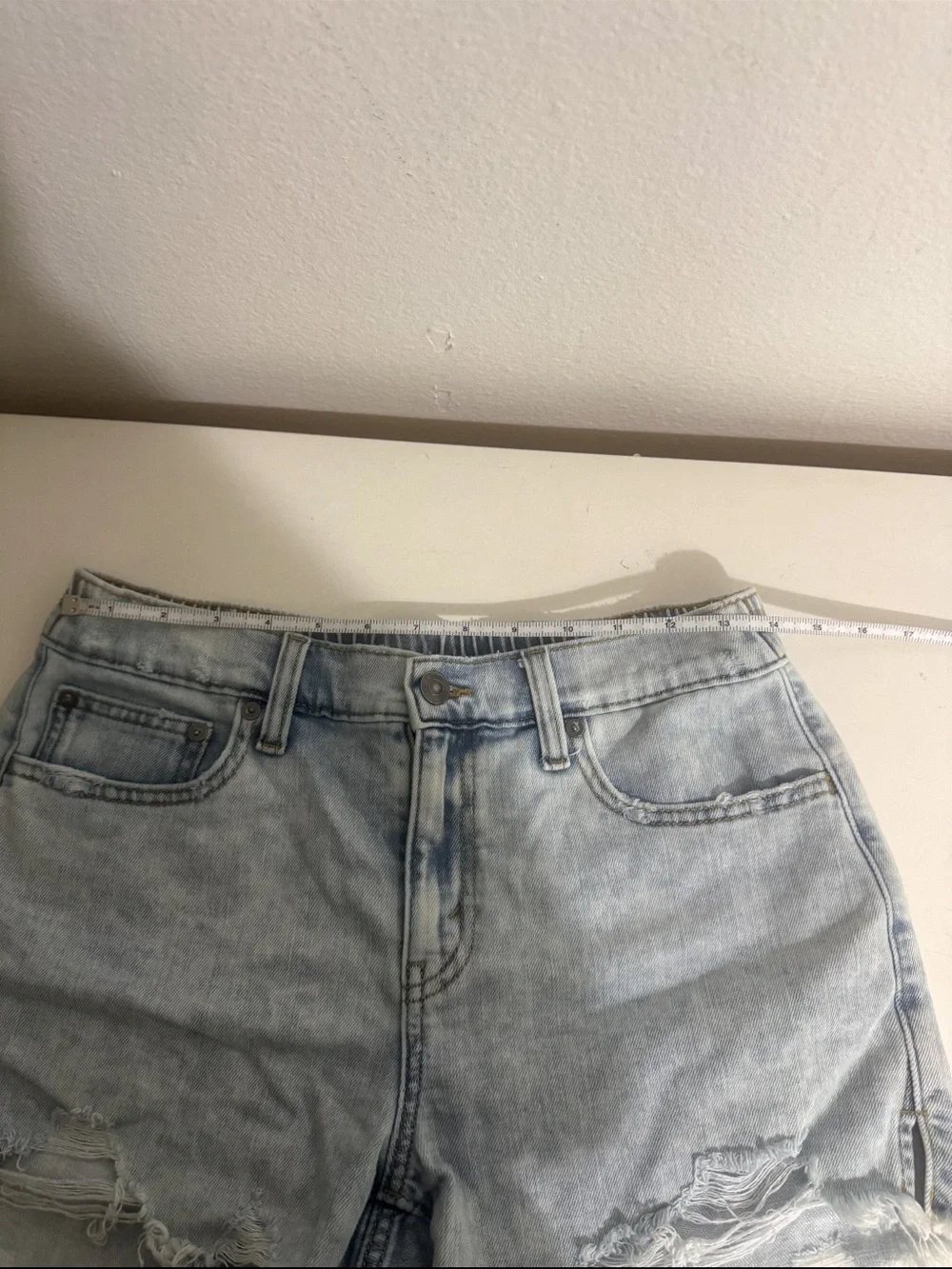 Aerie Light Blue Distressed High-Rise Jean Shorts Size Small - Picture 5 of 8